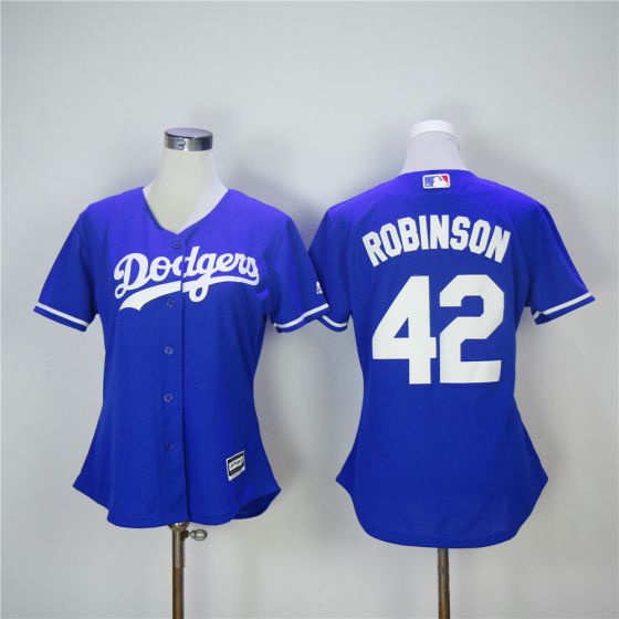 Women Los Angeles Dodgers #42 Robinson Blue MLB Jerseys->->Women Jersey
